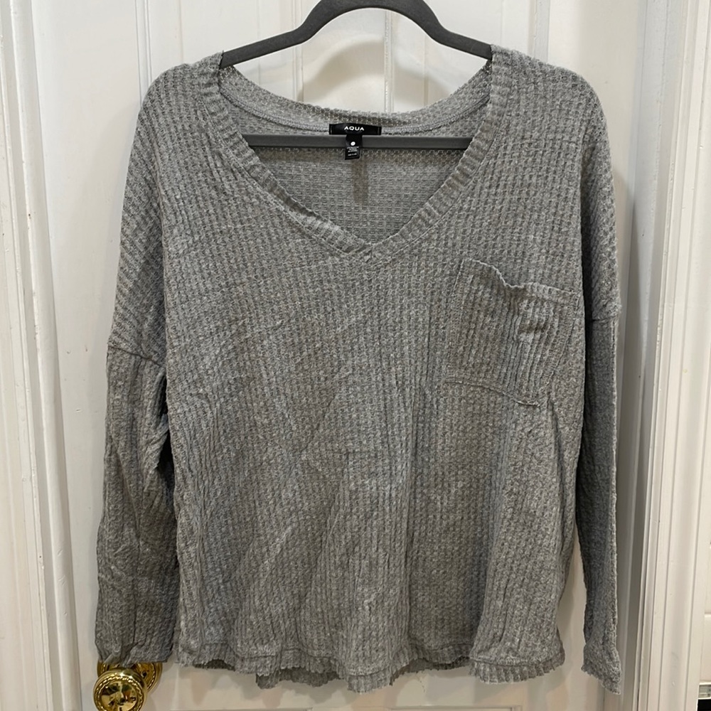 Soft Gray Wide-Neck Sweater